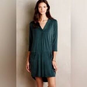 Anthropologie Dolan Teal Blue Cupro V-Neck Dress Size Women’s Small